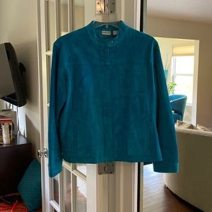 Chico’s Turquoise Leather Jacket.  Size 2